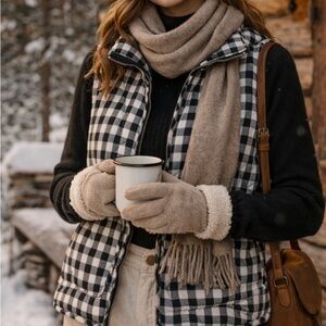 Cotton boutique black and white gingham quilted women’s vest